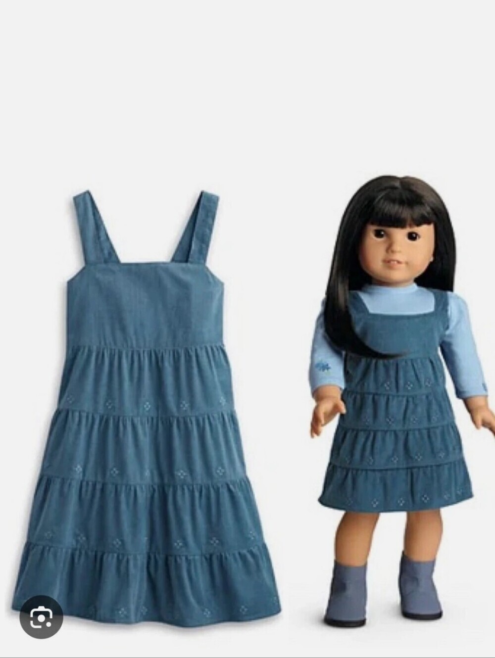 American Girl Girls' Blue Tiered Courderoy Dress